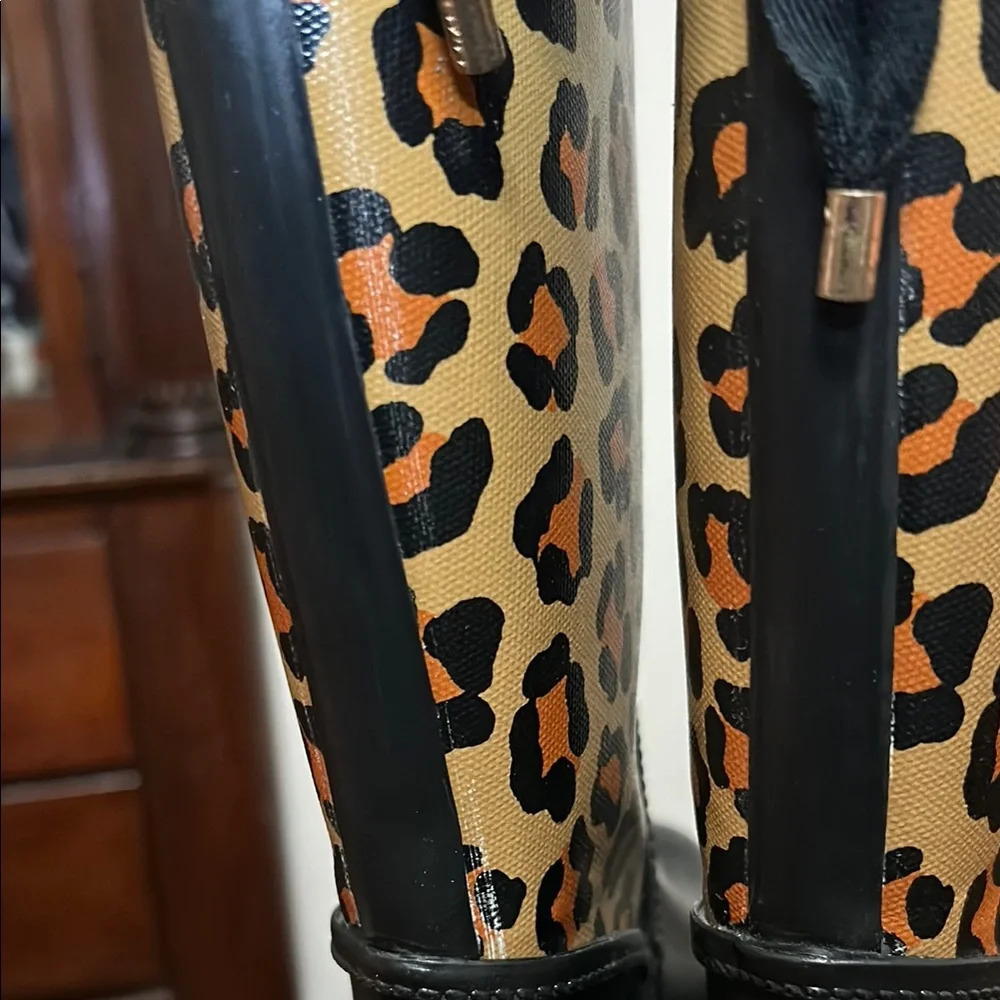 COACH Tristee Leopard Waterproof Lace-Up Rain Boots - Picture 5 of 12